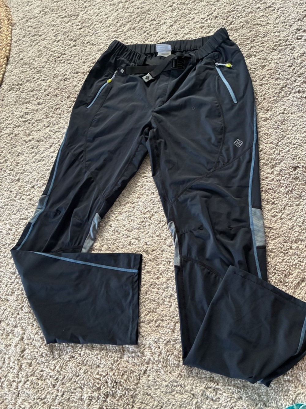 Women's Black Track Pants with Light Blue Trim